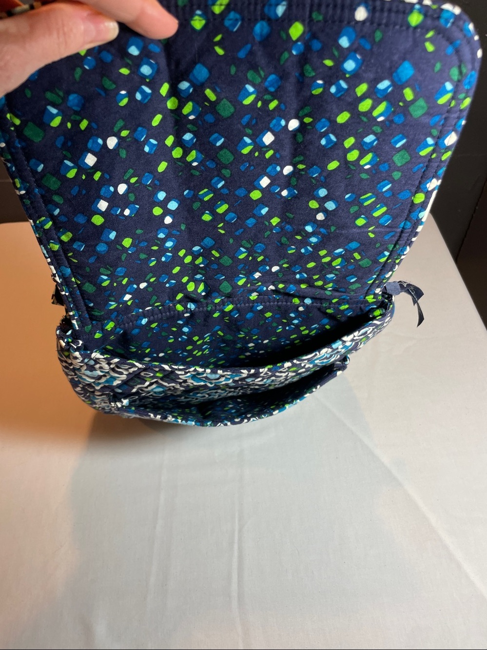 Vera Bradley Navy, Teal & White Quilted Crossbody - Picture 5 of 7